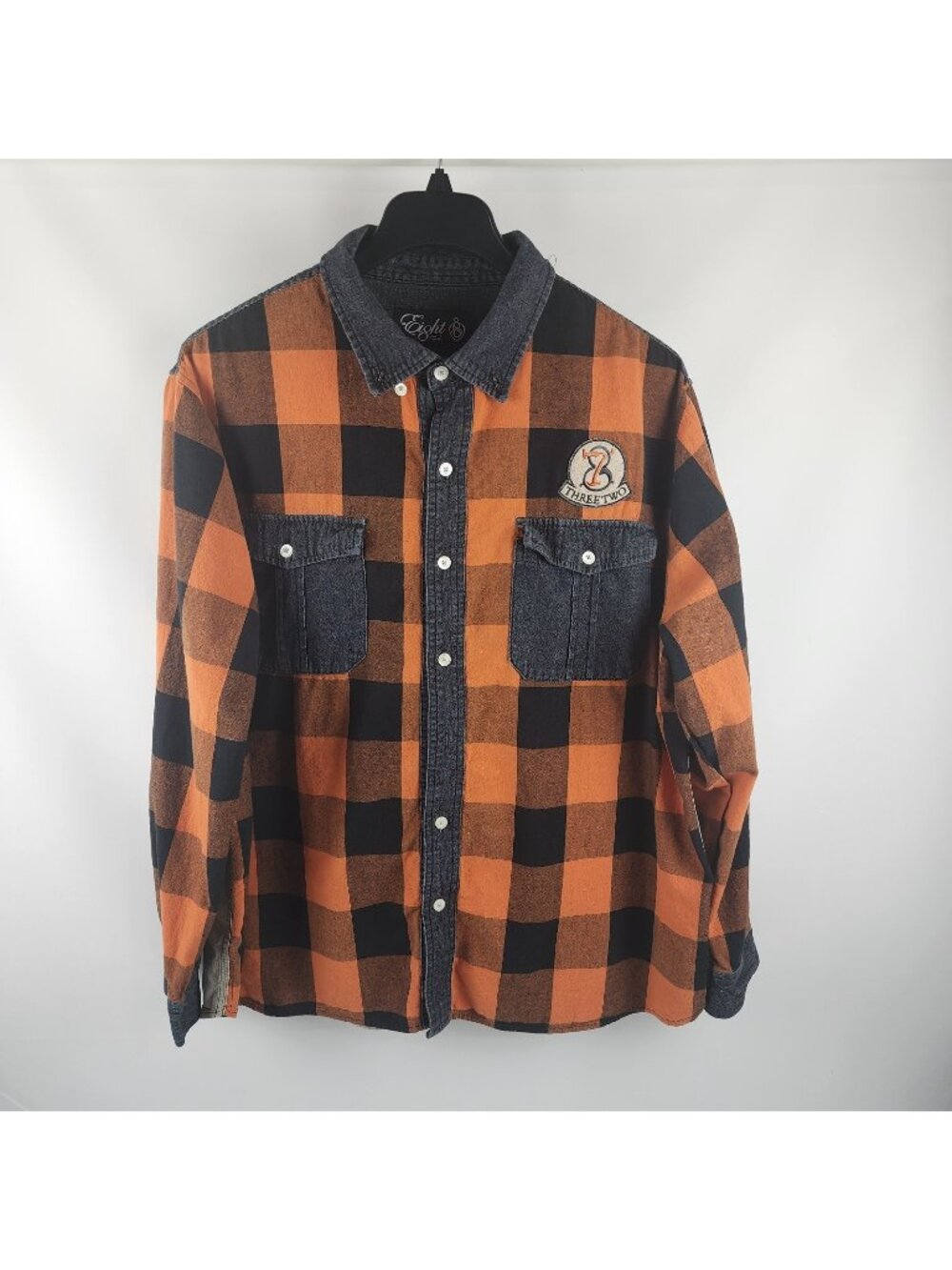 Eight 732 Shirt Mens 3XL Multi Plaid L/S Button Front Pockets